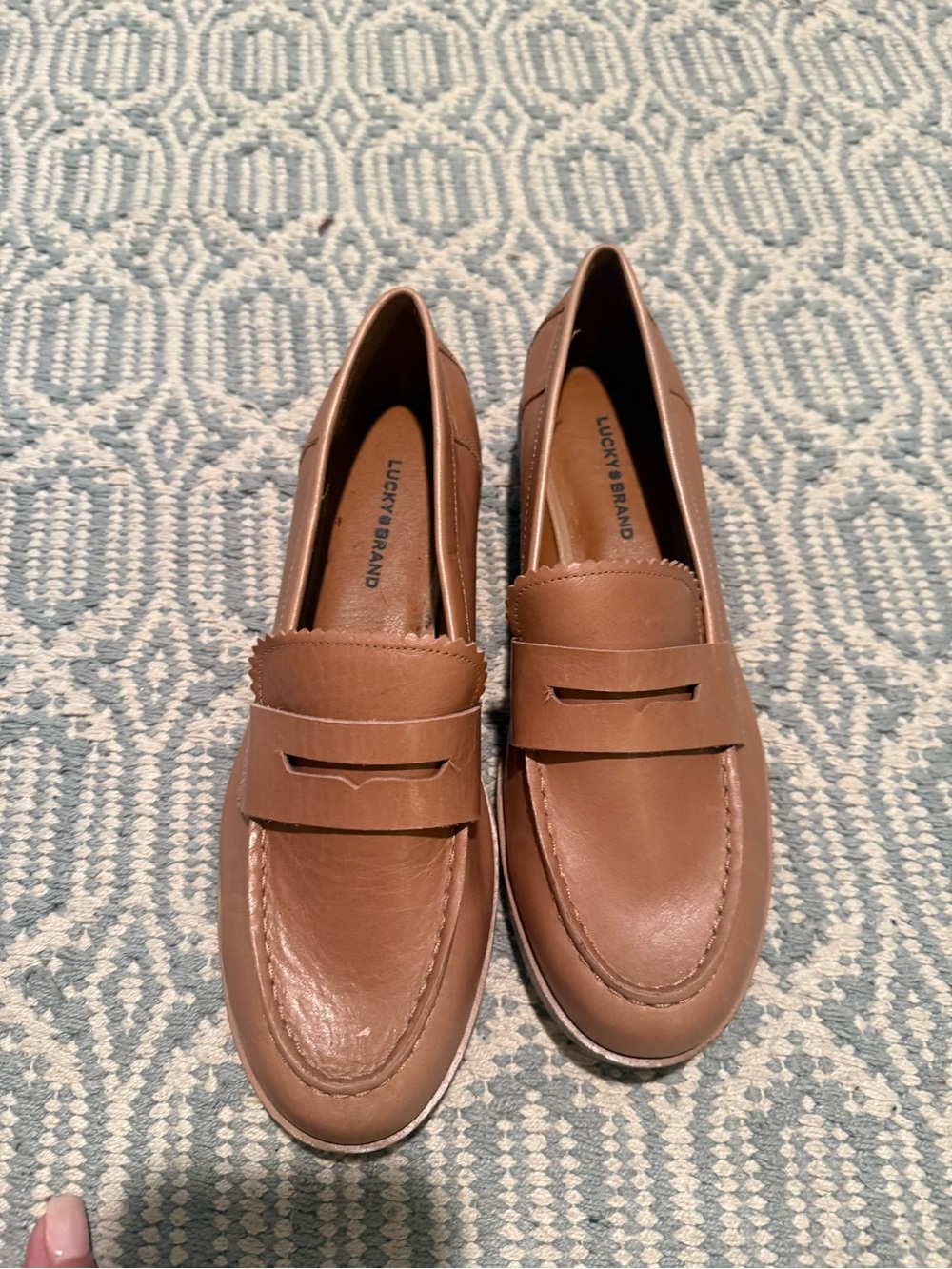 Lucky Brand Women's Tan Leather Penny Loafers - Picture 2 of 3